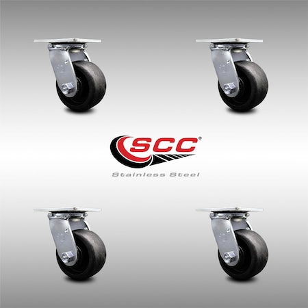 Service Caster 4 Inch SS Glass Filled Nylon Wheel Swivel Caster Set with Roller Bearings SCC SCC-SS30S420-GFNR-4